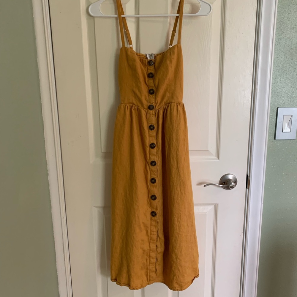 Reformation linen button up dress size 2